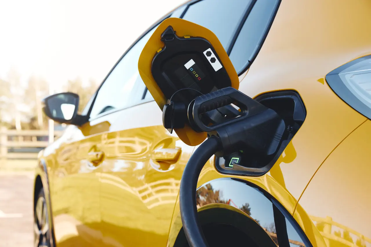 Close-up of an electric car charging at a JOLT charging point