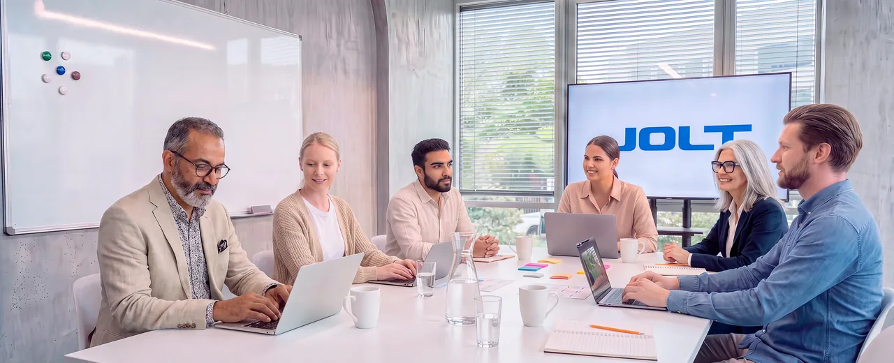 The JOLT team in an office meeting